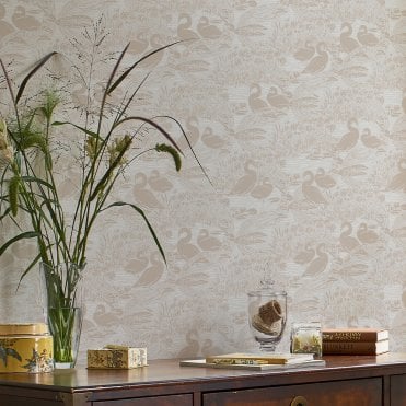 Laura Ashley Swans Dove Grey Wallpaper 118471