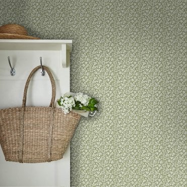 Laura Ashley Sweet Alyssum Moss Green Wallpaper 121077