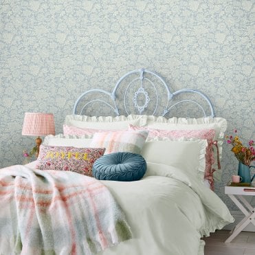 Laura Ashley Trailing Laurissa Pale Seaspray Blue Wallpaper 121073