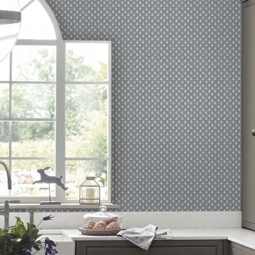 Laura Ashley Trefoil Slate Grey Wallpaper 119861