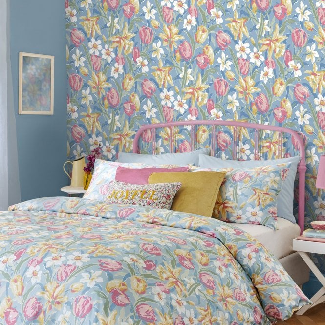 Laura Ashley  Tulips China Blue Wallpaper 119847