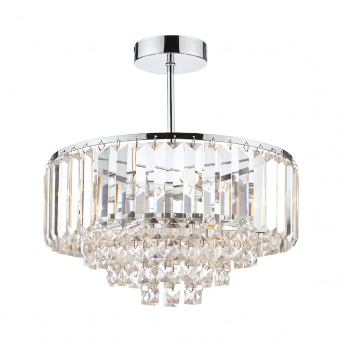 Laura Ashley  Vienna 3lt Semi Flush Crystal & Polished Chrome