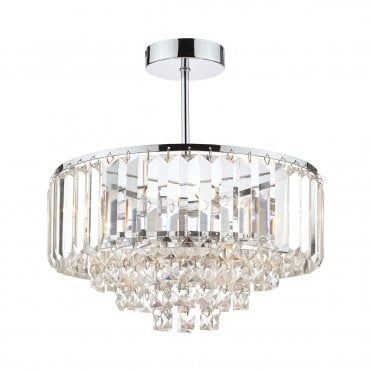 Laura Ashley Vienna 3lt Semi Flush Crystal & Polished Chrome