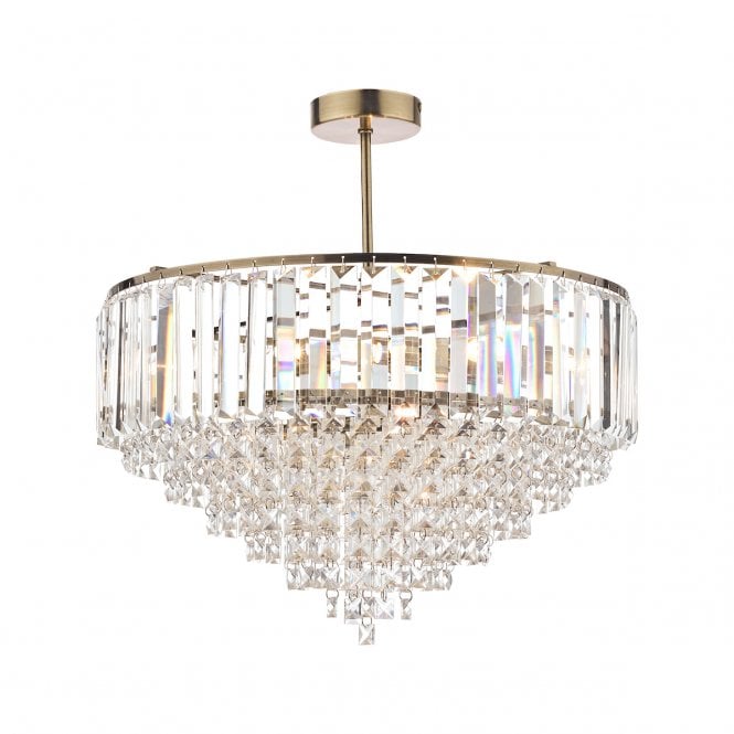 Laura Ashley  Vienna 5lt Semi Flush Crystal & Antique Brass