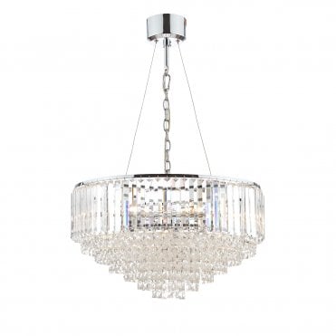 Laura Ashley Vienna 9lt Chandelier Crystal & Polished Chrome