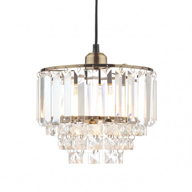 Laura Ashley  Vienna Easy Fit Pendant Crystal & Antique Brass