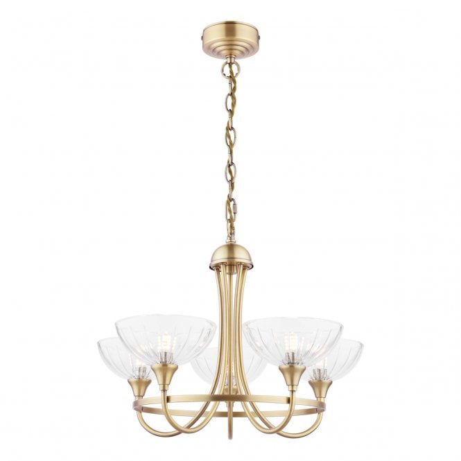 Laura Ashley  Wellham 5 Light Armed Pendant Antique Brass and Glass