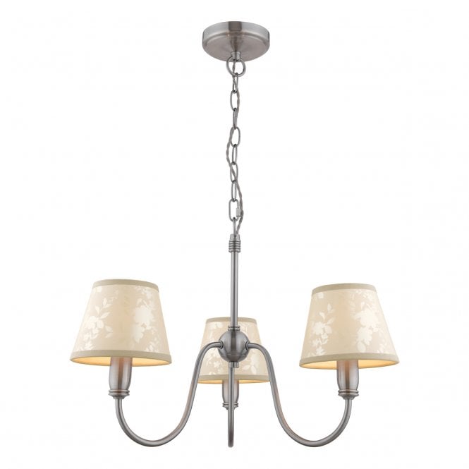 Laura Ashley  Westbourne 3 Light Armed Pendant Polished Pewter With Shade