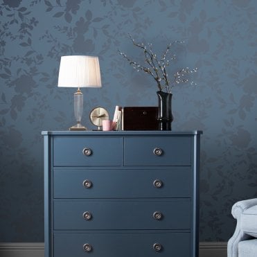 Laura Ashley Westbourne Midnight Blue Wallpaper 118484