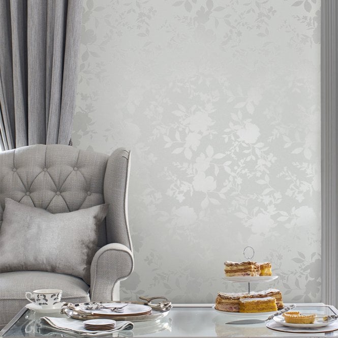 Laura Ashley  Westbourne Silver Wallpaper 118485