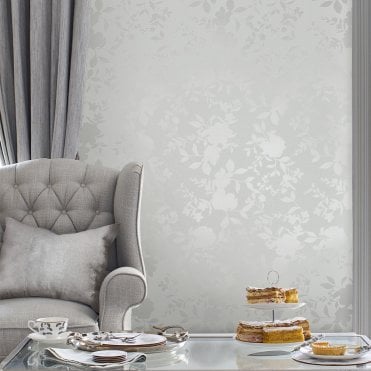 Laura Ashley Westbourne Silver Wallpaper 118485