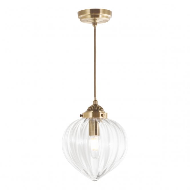Laura Ashley  Whitham Pendant Antique Brass and Glass