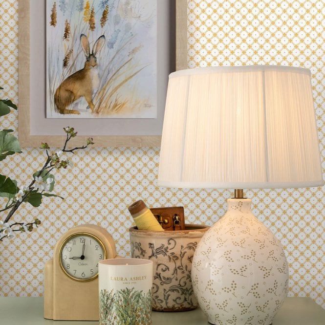 Laura Ashley  Wickerwork Pale Ochre Yellow Wallpaper 119849