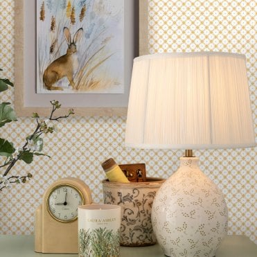 Laura Ashley Wickerwork Pale Ochre Yellow Wallpaper 119849