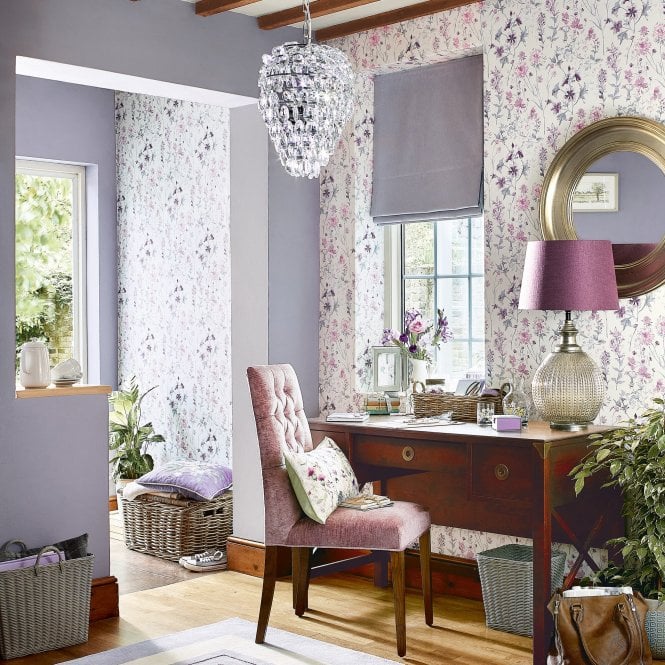 Laura Ashley  Wild Meadow Pale Iris Wallpaper 113362