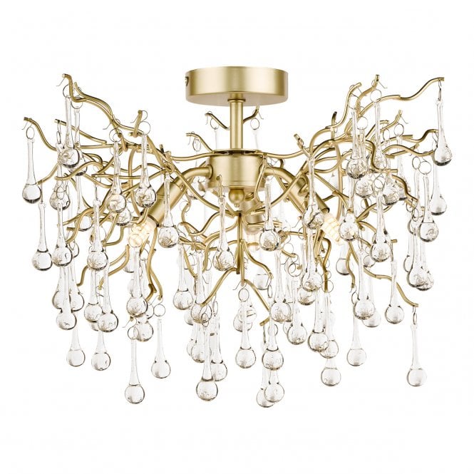 Laura Ashley  Willow 3lt Semi Flush Satin Champagne Crystal
