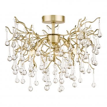 Laura Ashley Willow 3lt Semi Flush Satin Champagne Crystal
