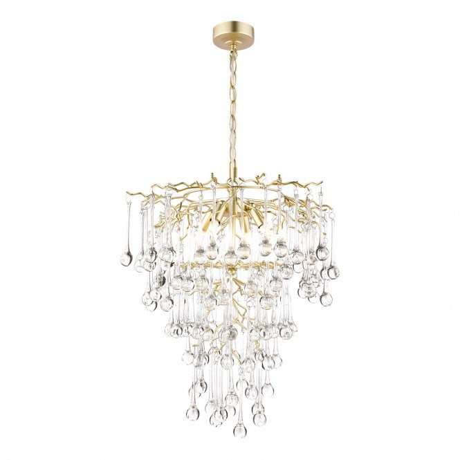 Laura Ashley  Willow 4 Light Pendant Satin Champagne and Crystal