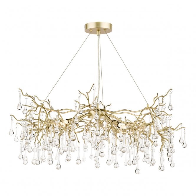 Laura Ashley  Willow 5lt Pendant Satin Champagne Crystal