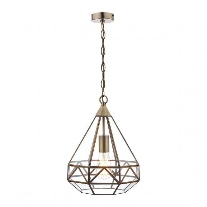 Laura Ashley  Zaria Pendant Antique Brass Glass