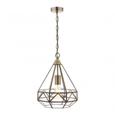 Laura Ashley Zaria Pendant Antique Brass Glass