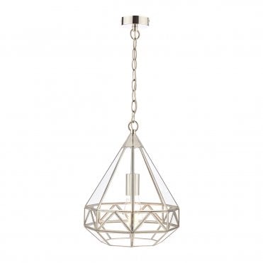 Laura Ashley Zaria Pendant Polished Silver Glass