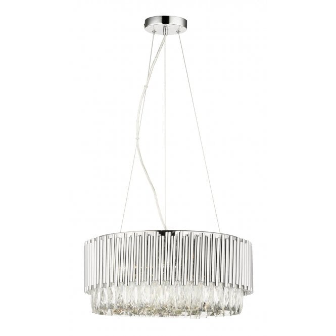 Magnalux Astoria 13 Light Crystal Pendant with Polished Chrome Bars