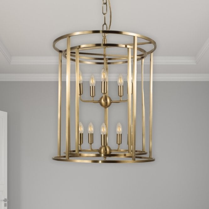 Magnalux Chester 10 Light Large Pendant Antique Brass