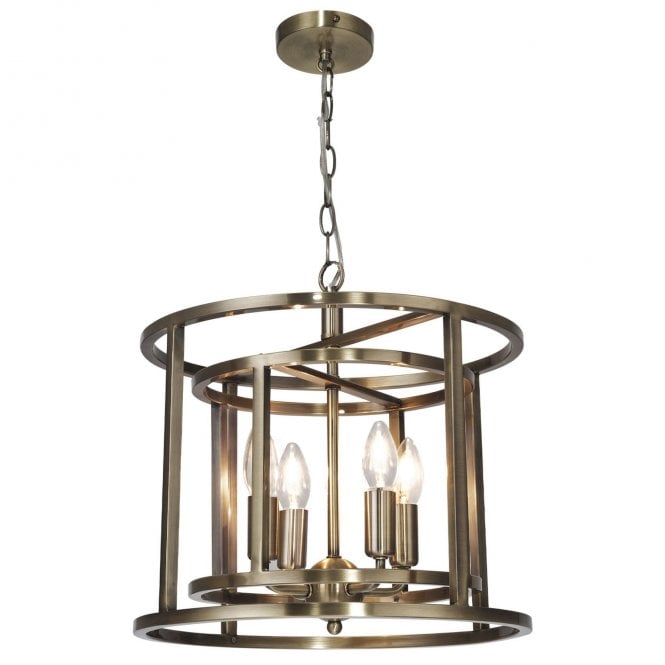 Magnalux Chester 4 Light Pendant Antique Brass