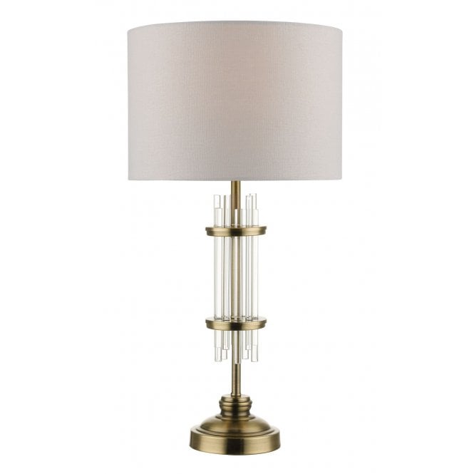 Magnalux Chrysler Antique Brass and Crystal Table Lamp c/w Shade