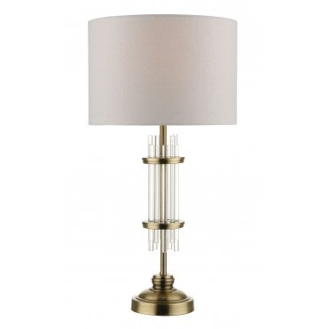 Chrysler Antique Brass and Crystal Table Lamp c/w Shade