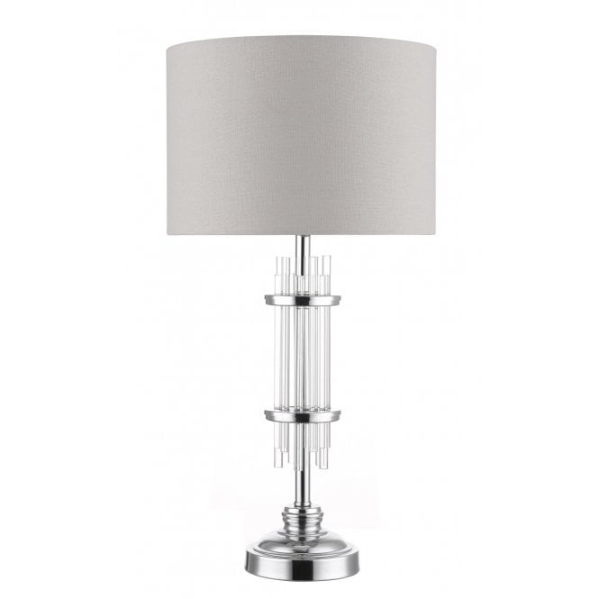 Magnalux Chrysler Polished Chrome and Crystal Table Lamp c/w Shade