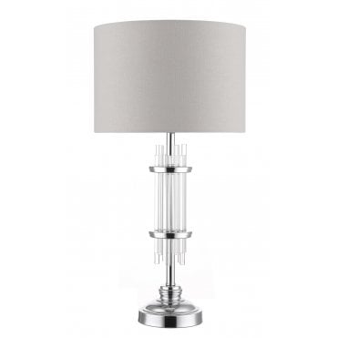 Chrysler Polished Chrome and Crystal Table Lamp c/w Shade