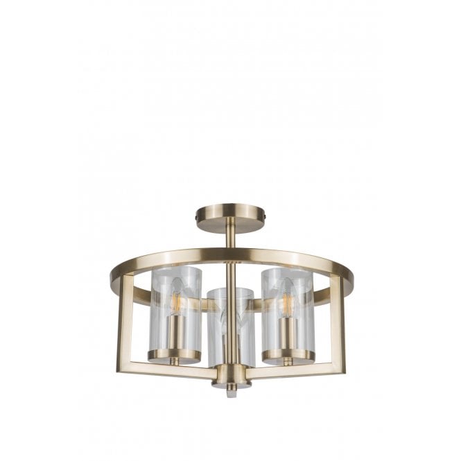 Magnalux Costello 3 Light Semi Flush Antique Brass