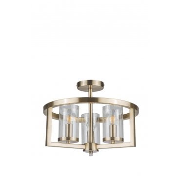 Costello 3 Light Semi Flush Antique Brass