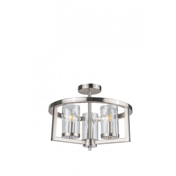 Magnalux Costello 3 Light Semi Flush Satin Chrome