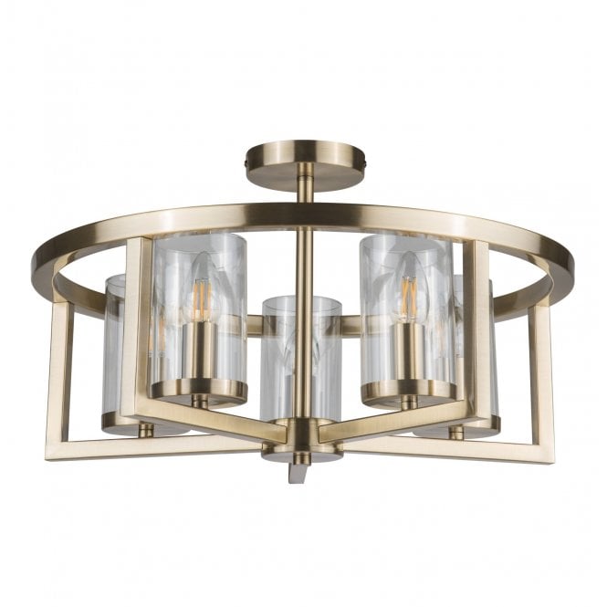 Magnalux Costello 5 Light Semi Flush Antique Brass