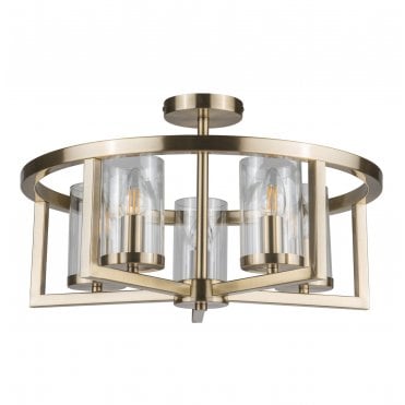 Costello 5 Light Semi Flush Antique Brass