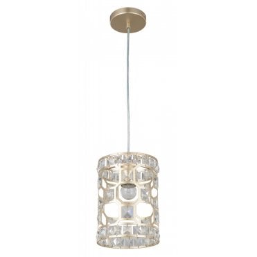 Diana 1 Light Crystal Pendant Champagne Gold