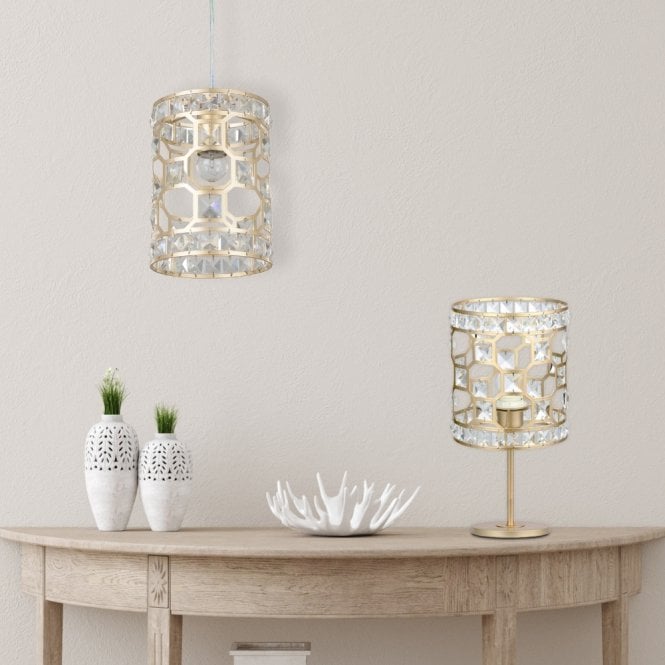 Magnalux Diana 1 Light Crystal Table Lamp Champagne Gold