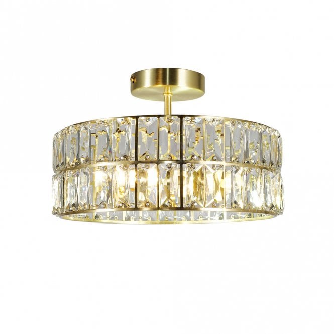 Magnalux Haley 4 Light Satin Brass Bathroom Crystal Ceiling Light