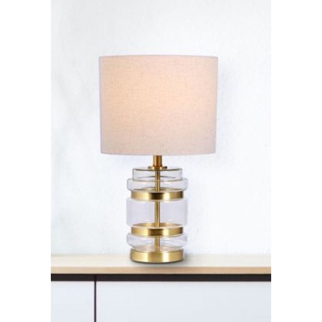 Magnalux Hartley Satin Brass Table Lamp with Shade