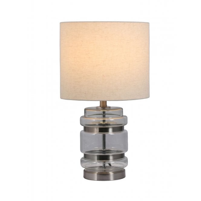 Magnalux Hartley Satin Chrome Table Lamp with Shade