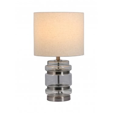 Hartley Satin Chrome Table Lamp with Shade