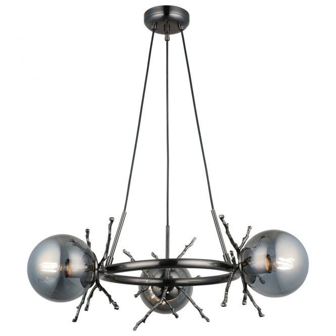 Magnalux Harvey 3 Light Pendant Brushed Black Chrome