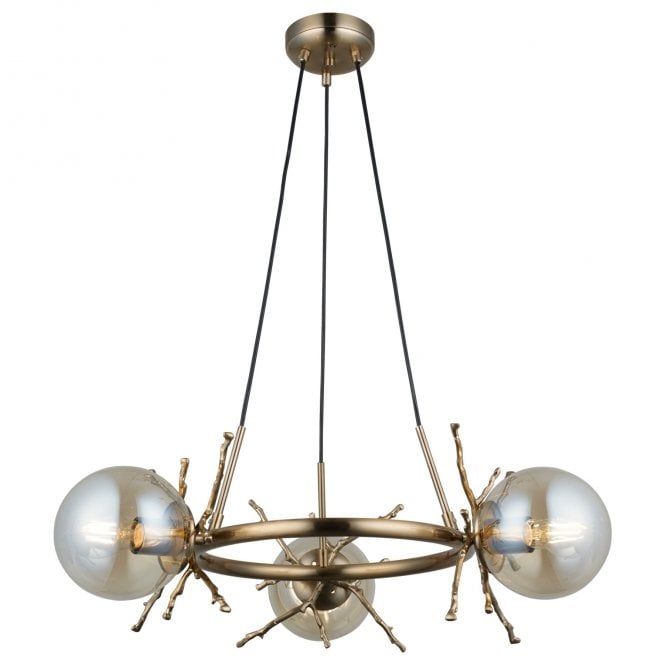 Magnalux Harvey 3 Light Pendant Satin Brass