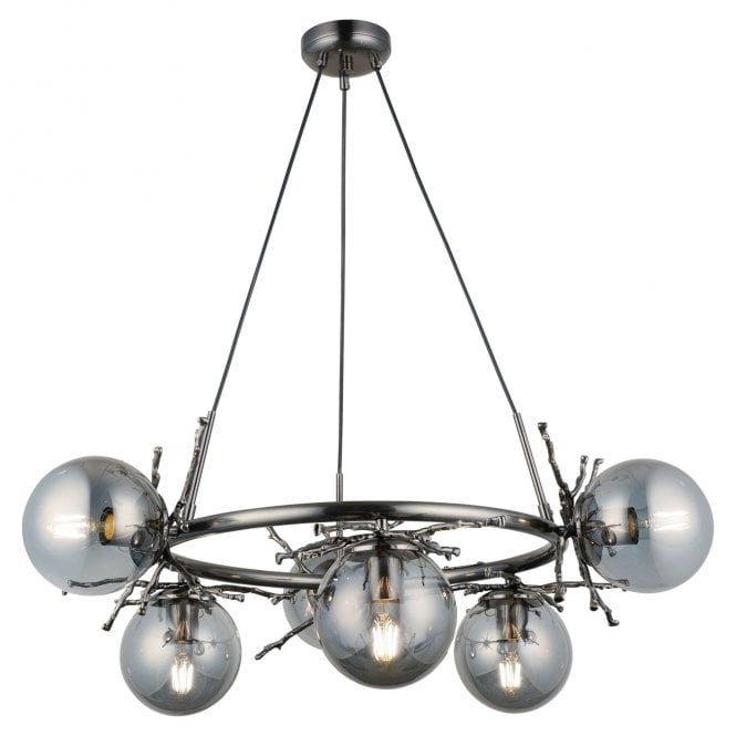 Magnalux Harvey 6 Light Pendant Brushed Black Chrome