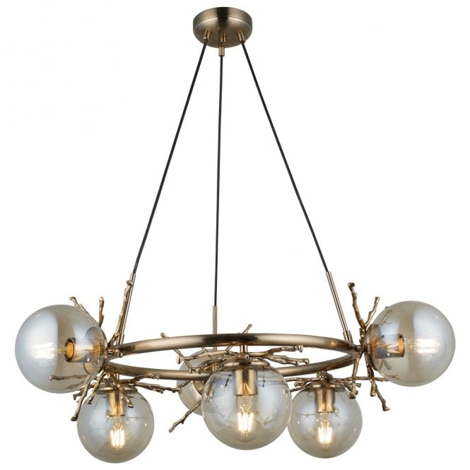 Magnalux Harvey 6 Light Pendant Satin Brass