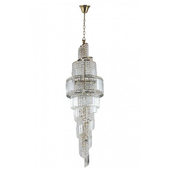 Magnalux Isla 19 Light Antique Brass Crystal Light