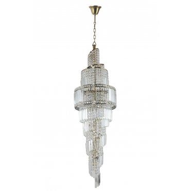Isla 19 Light Antique Brass Crystal Light